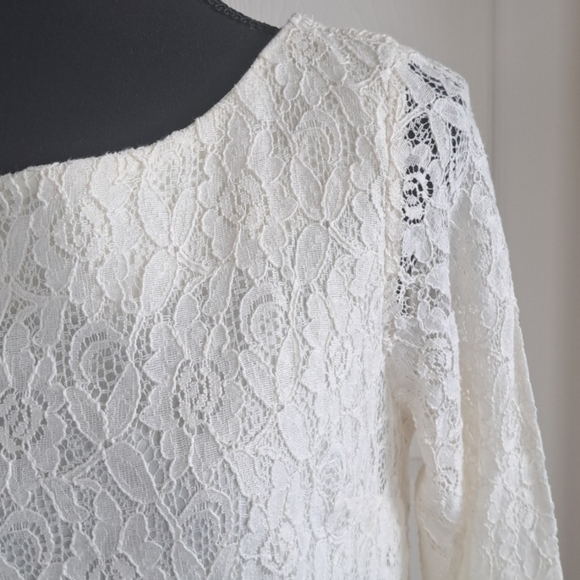 Sequin Heart Lined Lace Stretch Shift 3/4 Sleeve Chic Fitted Formal Dress - Picture 3 of 10